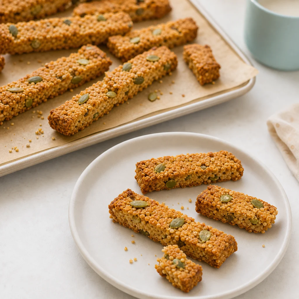 Crispy Amaranth Pumpkin Seed Biscotti Toddlers process image for TinyTummyTreats