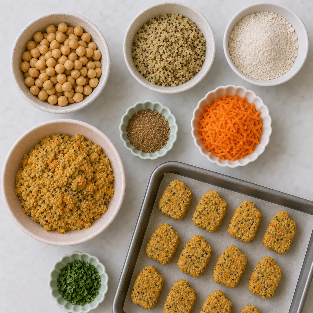 Crispy Chickpea Quinoa Vegan Nuggets ingredients image for TinyTummyTreats