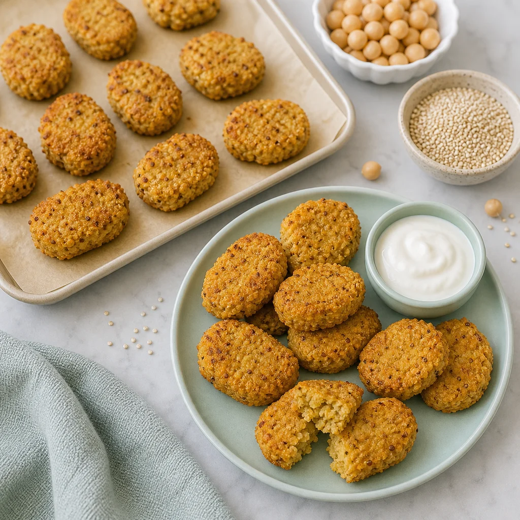 Crispy Chickpea Quinoa Vegan Nuggets process image for TinyTummyTreats