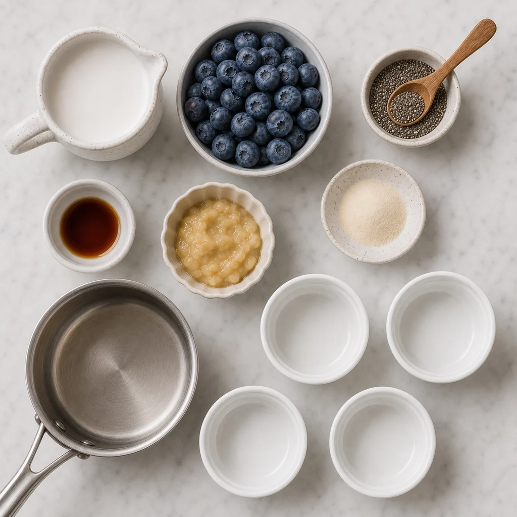 Dairy Free Blueberry Chia Panna Cotta Coconut Milk ingredients image for TinyTummyTreats