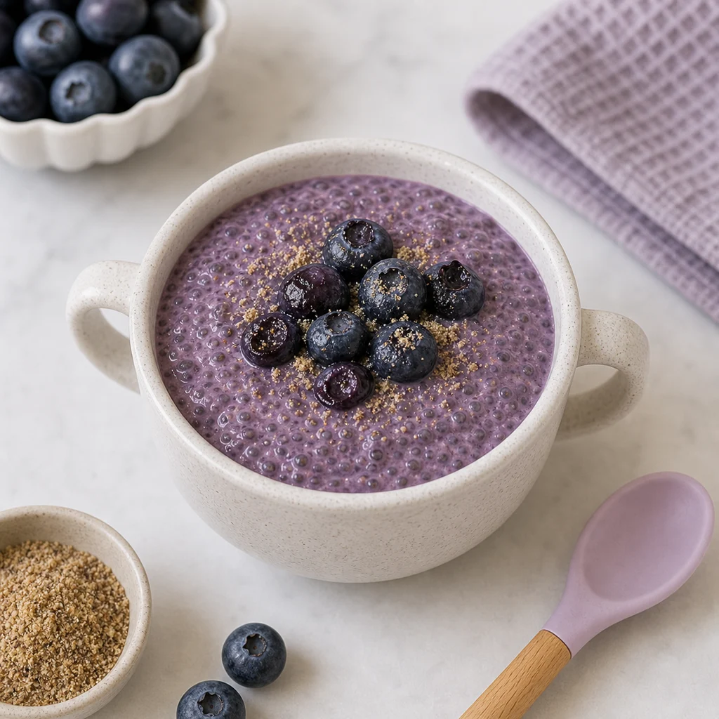 Dairy Free Blueberry Chia Seed Pudding Flaxseed process image for TinyTummyTreats