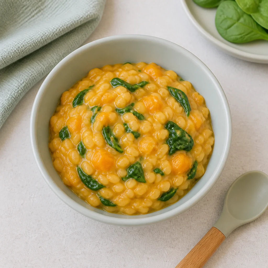 Dairy Free Creamy Sweet Potato Spinach Risotto Nutritional Yeast process image for TinyTummyTreats