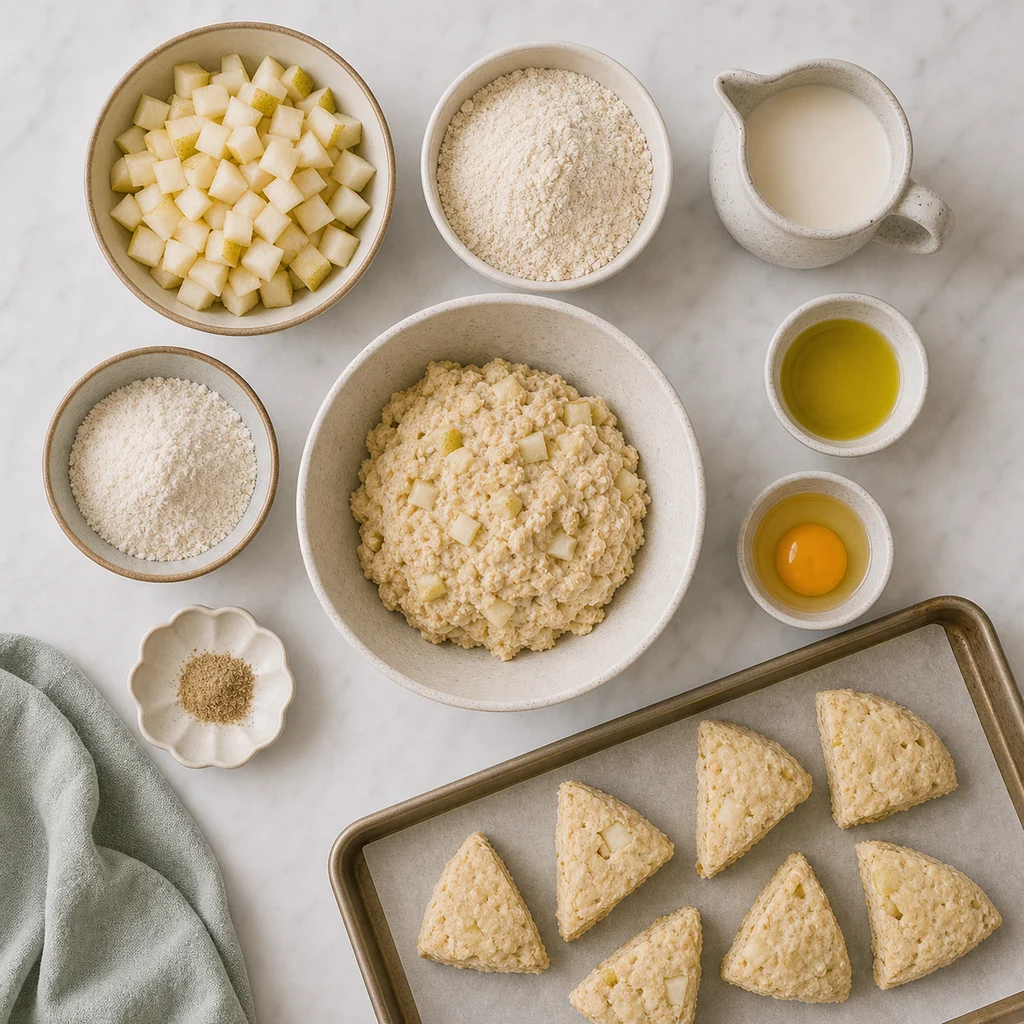 Dairy Free Pear Cardamom Savory Scones ingredients image for TinyTummyTreats