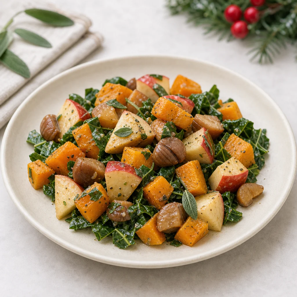 Festive Butternut Squash Chestnut Salad Sage Dressing process image for TinyTummyTreats