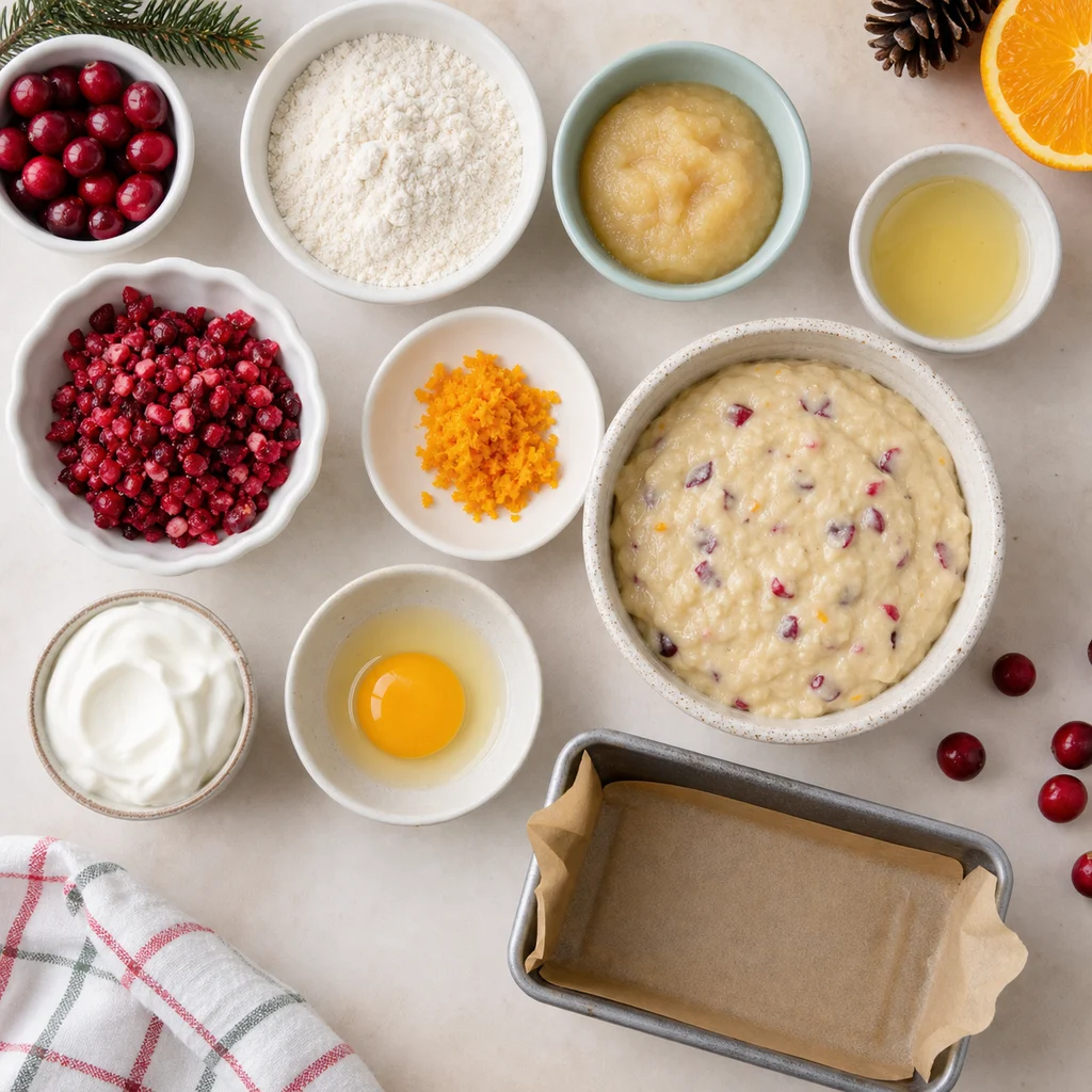 Festive Cranberry Orange Toddler Bread ingredients image for TinyTummyTreats