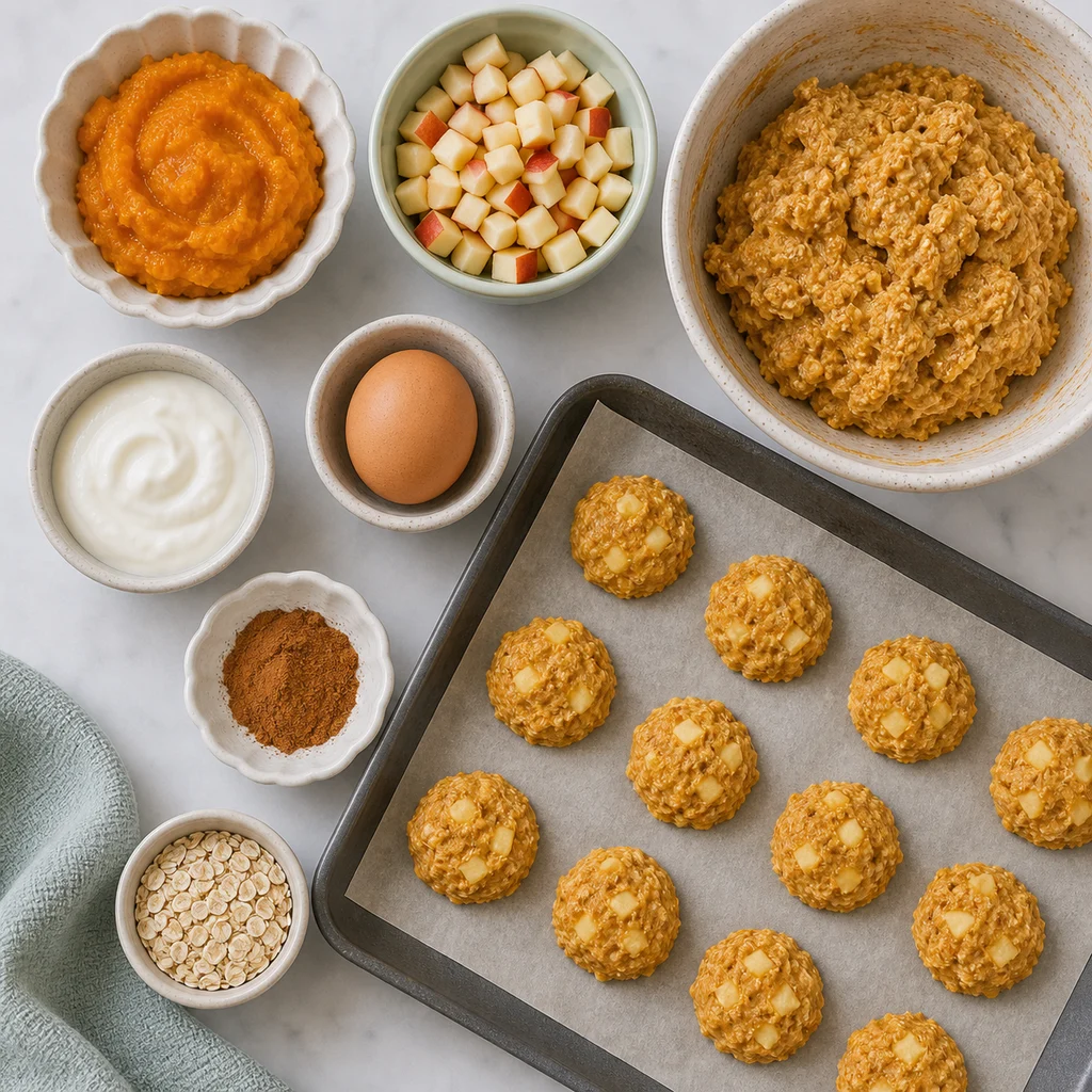 Festive Pumpkin Apple Biscuit Bites Cinnamon ingredients image for TinyTummyTreats
