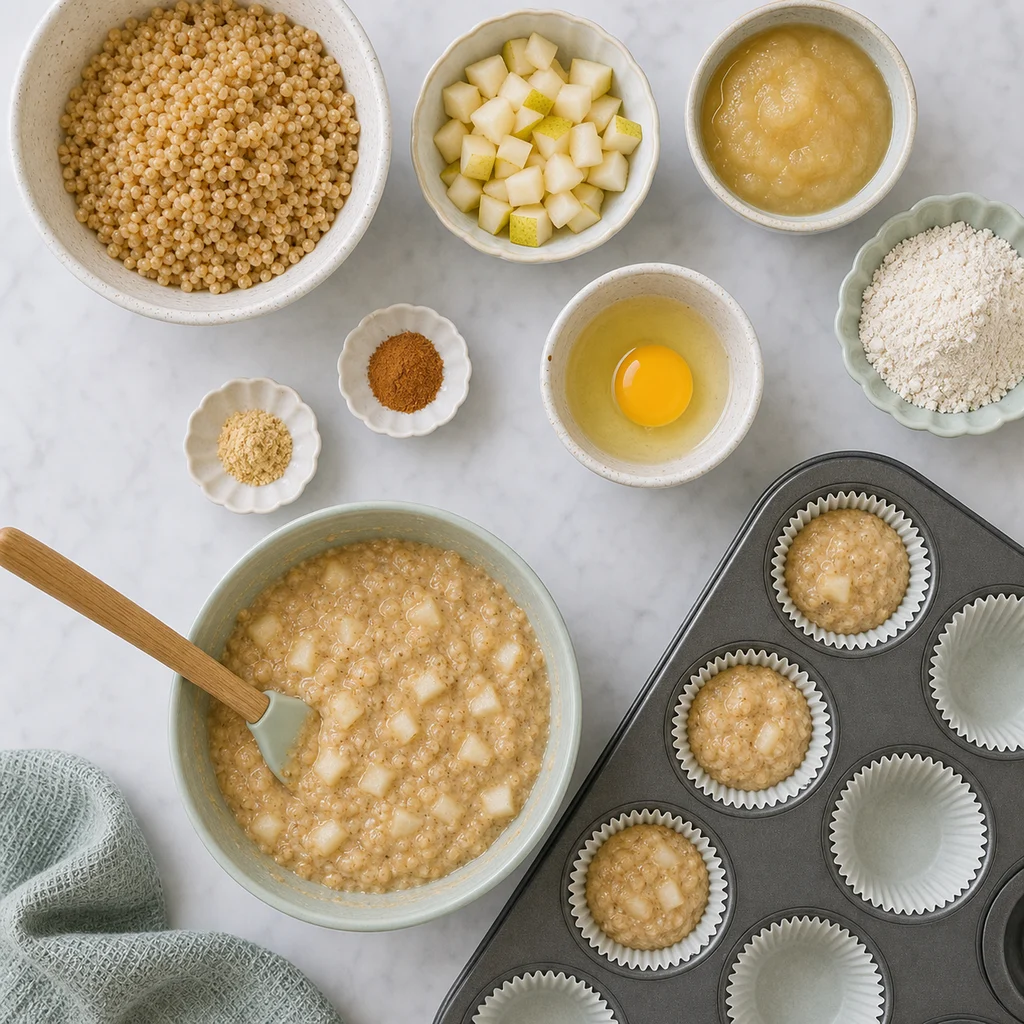 Festive Spiced Pear Amaranth Mini Muffins ingredients image for TinyTummyTreats