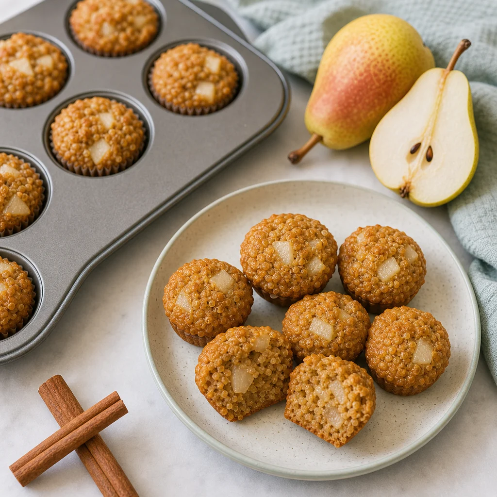 Festive Spiced Pear Amaranth Mini Muffins process image for TinyTummyTreats