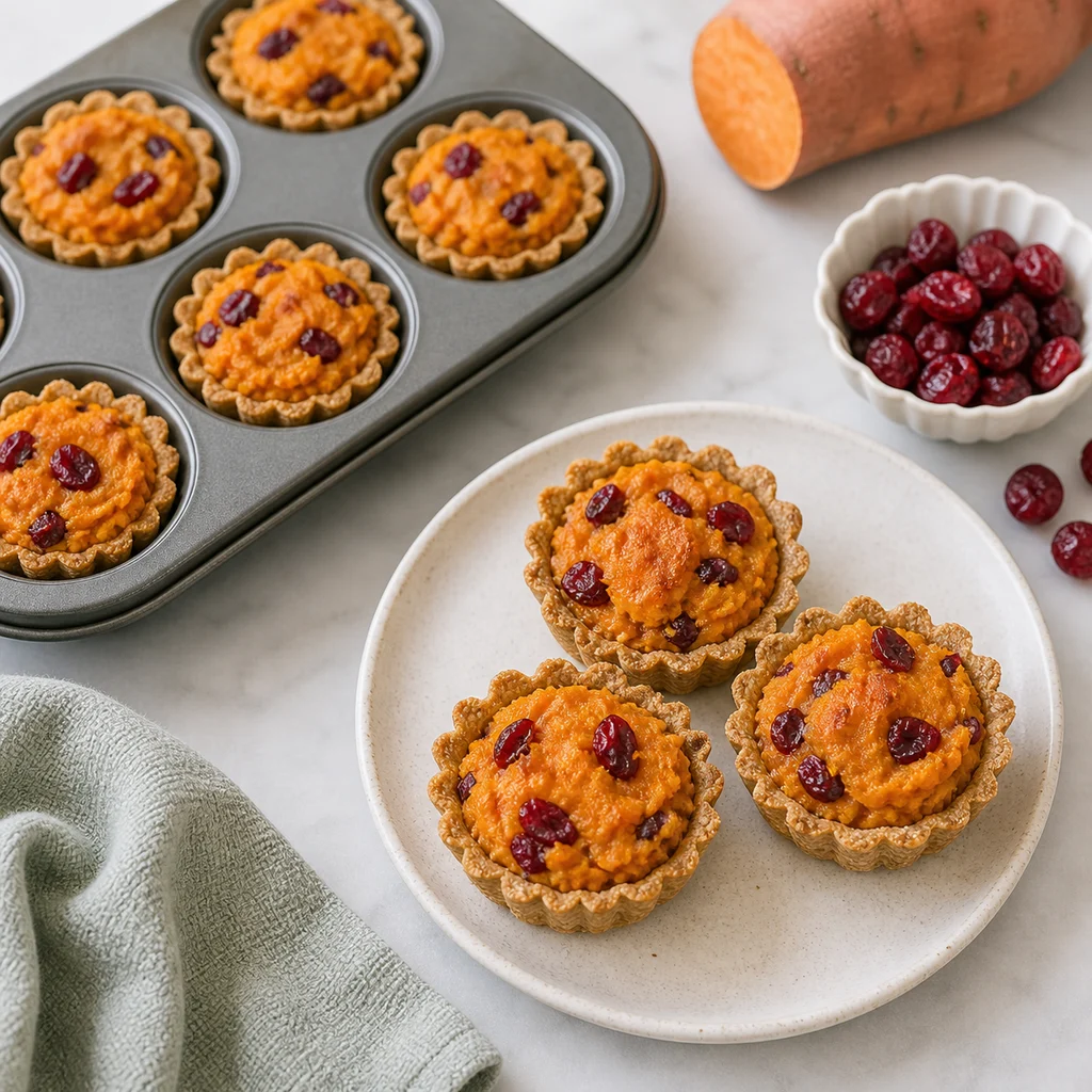 Festive Sweet Potato Cranberry Savoury Tartlets process image for TinyTummyTreats