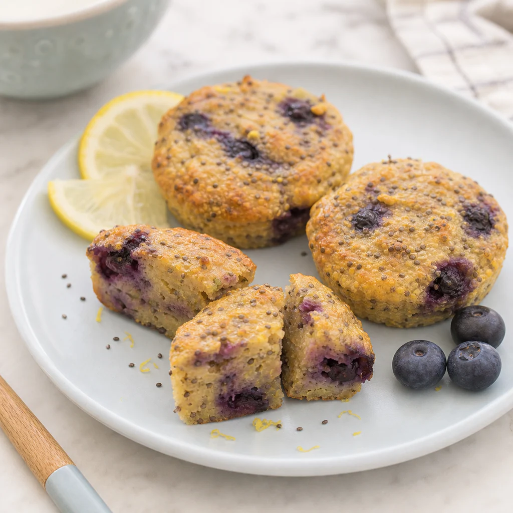 Gluten Free Quinoa Blueberry Breakfast Cakes Chia Lemon process image for TinyTummyTreats