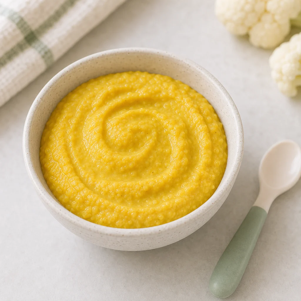 Golden Cauliflower Millet Puree Turmeric Ginger process image for TinyTummyTreats