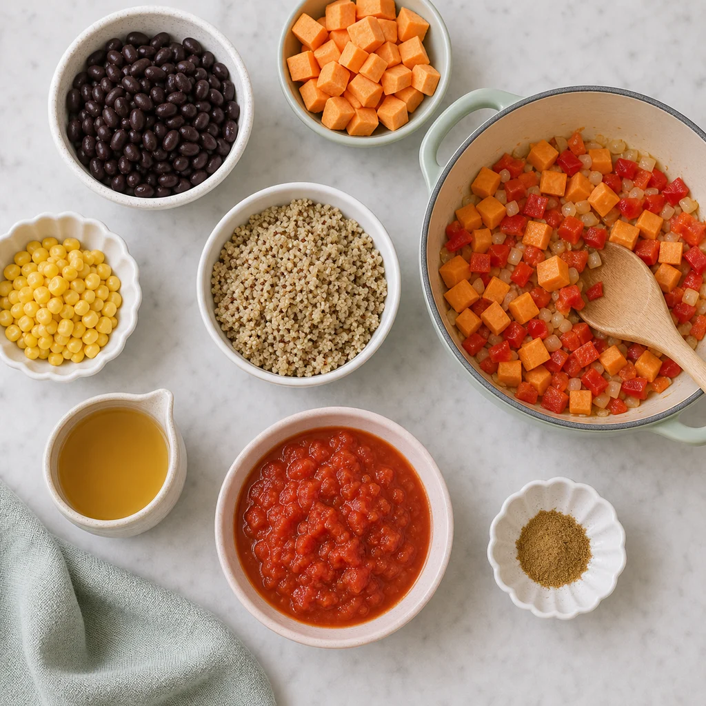Hearty Black Bean Quinoa Toddler Chili ingredients image for TinyTummyTreats