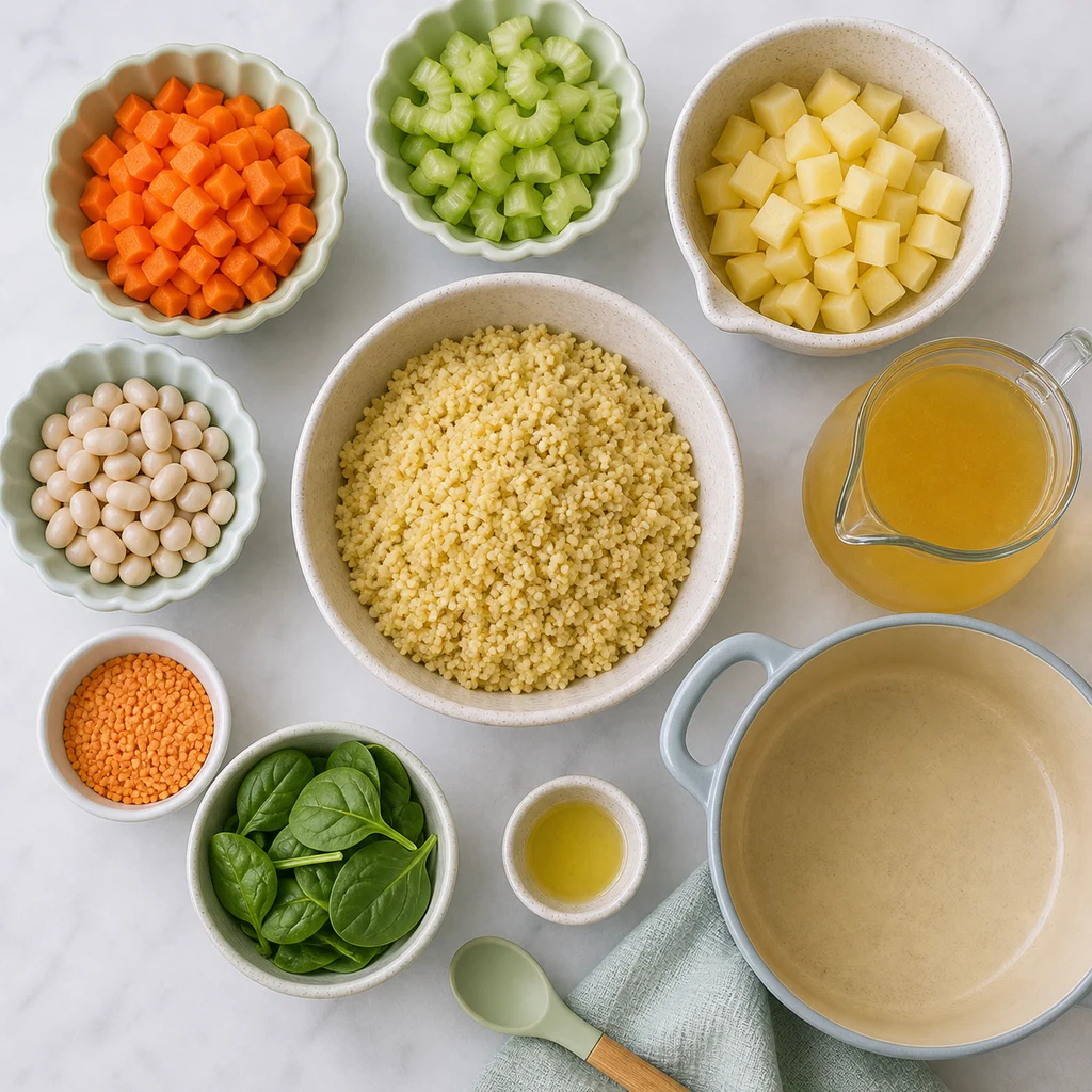 Hearty Millet Vegetable Soup Iron Boost ingredients image for TinyTummyTreats