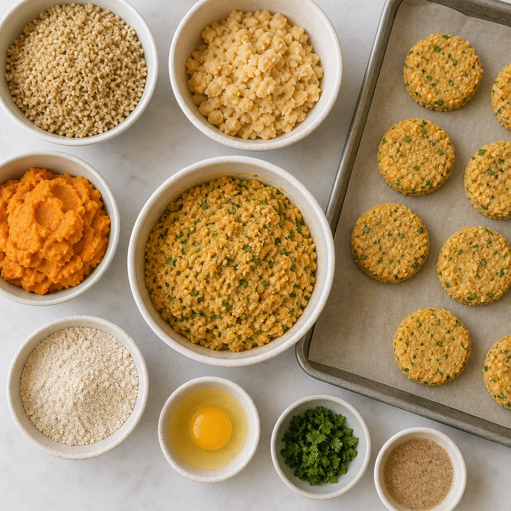 Iron Boosted Savory Amaranth Chickpea Patties Sweet Potato ingredients image for TinyTummyTreats