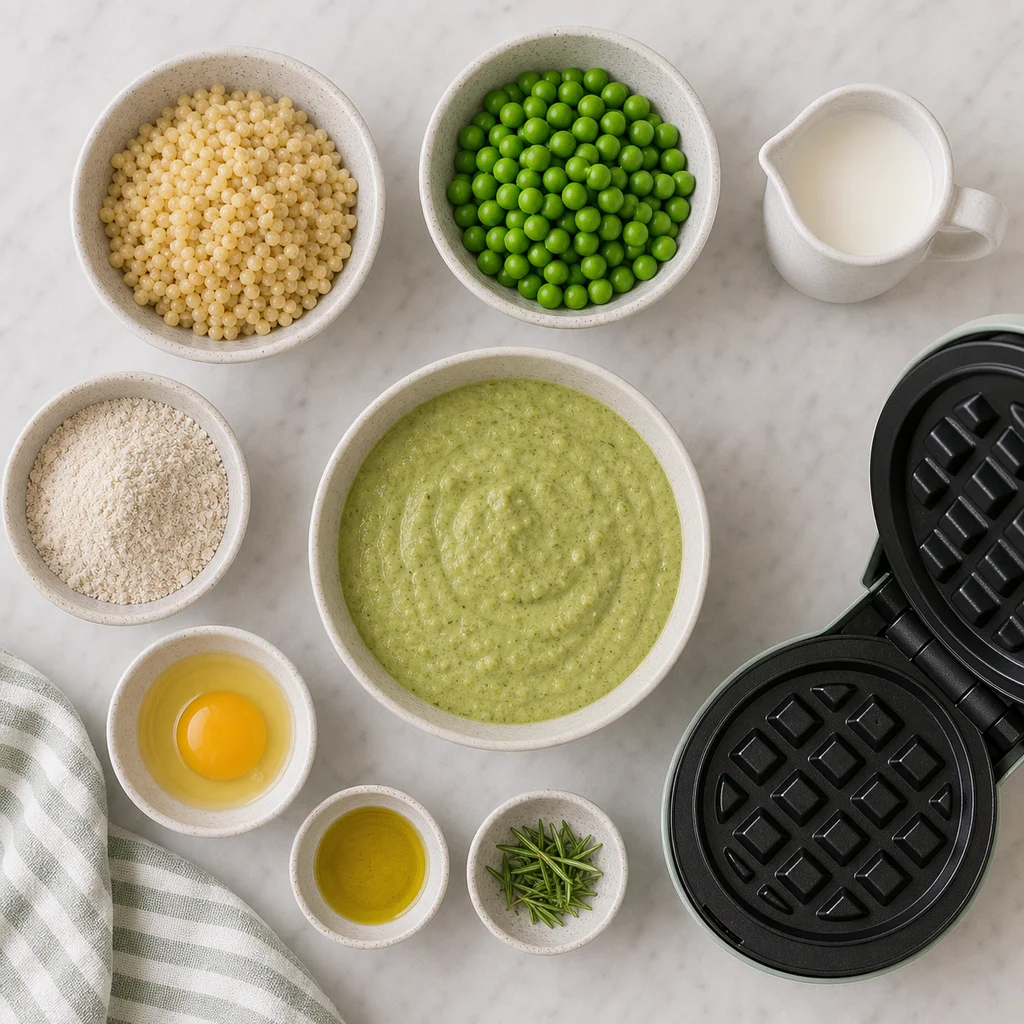 Iron Boosted Sweet Pea Millet Mini Waffles Mild Rosemary ingredients image for TinyTummyTreats