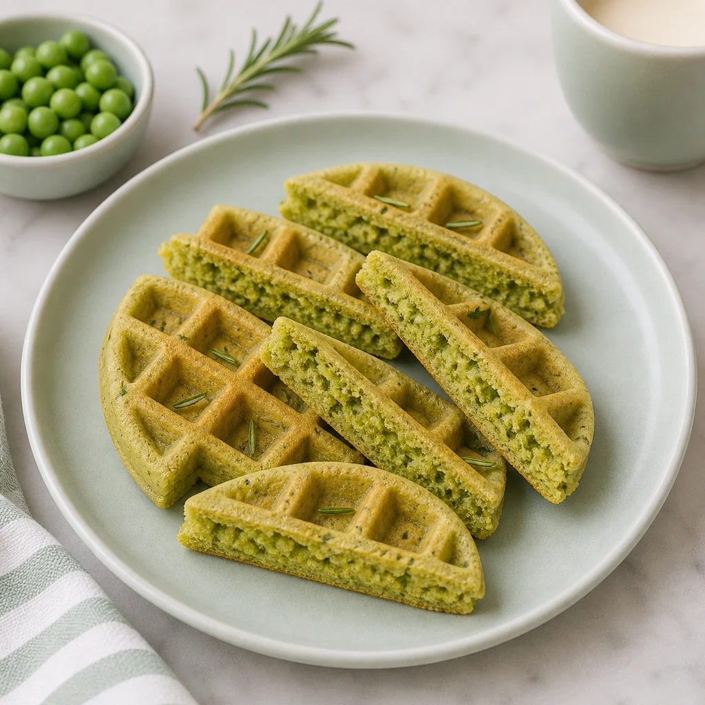 Iron Boosted Sweet Pea Millet Mini Waffles Mild Rosemary process image for TinyTummyTreats