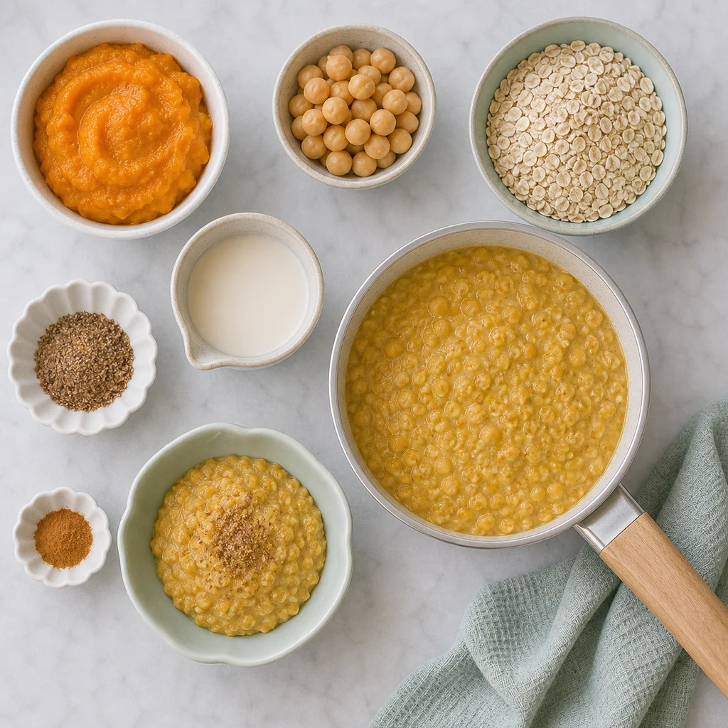 Iron Enriched Pumpkin Chickpea Porridge Flaxseed ingredients image for TinyTummyTreats
