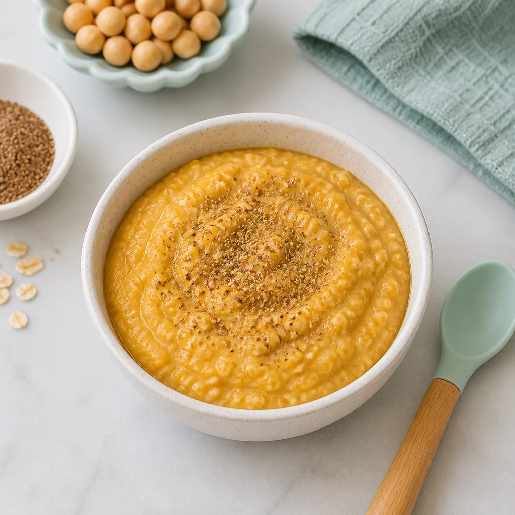 Iron Enriched Pumpkin Chickpea Porridge Flaxseed process image for TinyTummyTreats