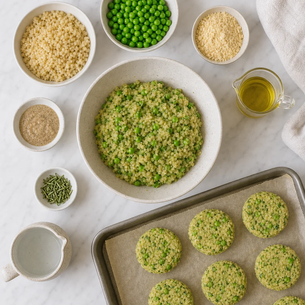 Iron Enriched Vegan Millet Sweet Pea Patties Mild Rosemary ingredients image for TinyTummyTreats