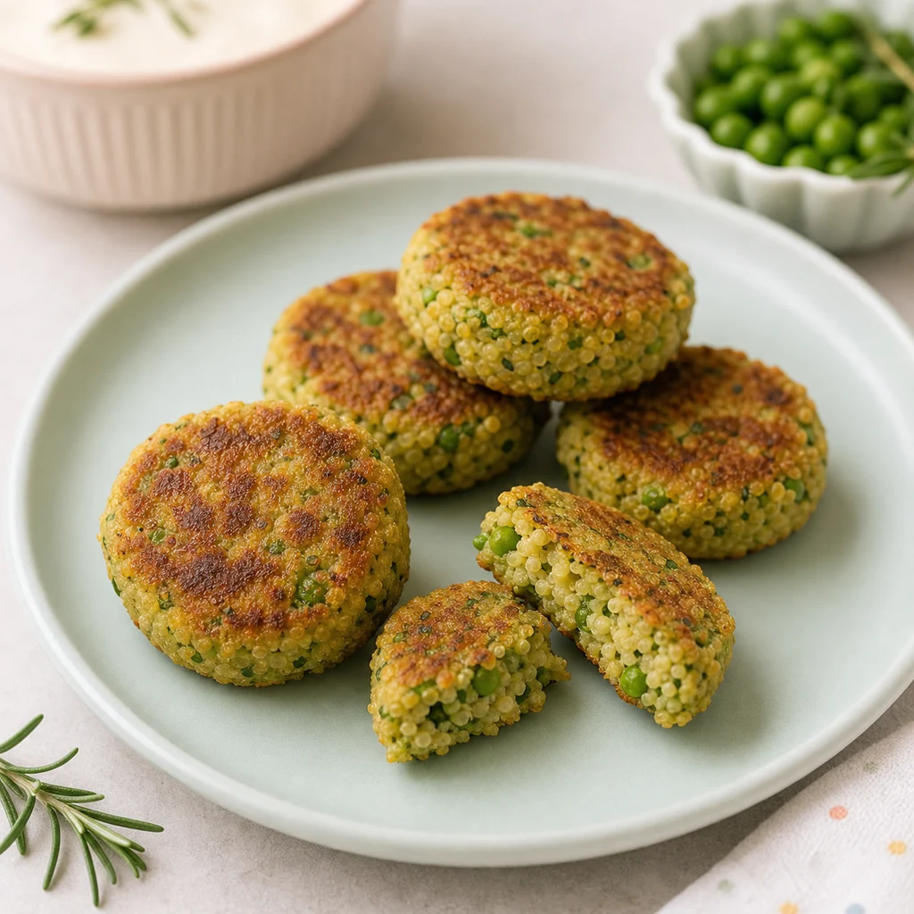 Iron Enriched Vegan Millet Sweet Pea Patties Mild Rosemary process image for TinyTummyTreats