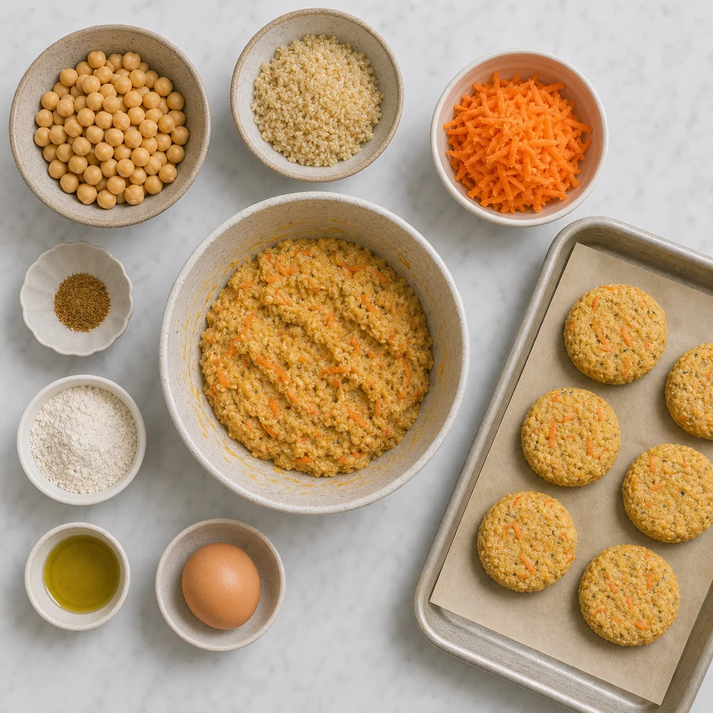 Iron Rich Baked Chickpea Amaranth Savory Cakes Carrot ingredients image for TinyTummyTreats