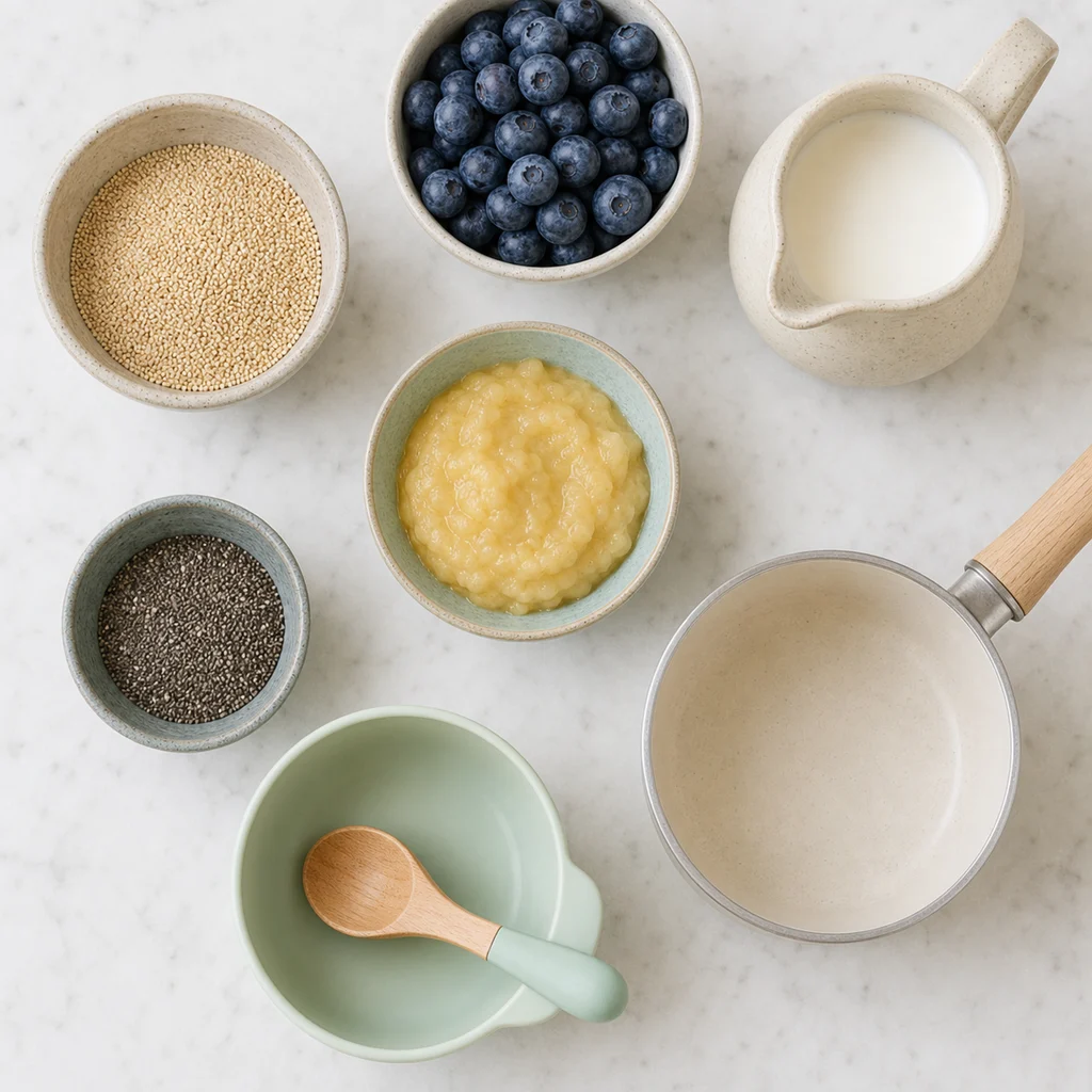 Iron Rich Blueberry Amaranth Porridge Chia Seeds ingredients image for TinyTummyTreats