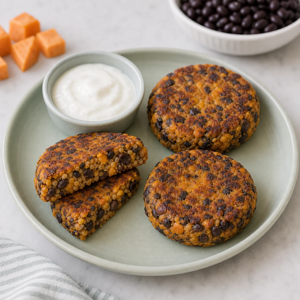 Iron Rich Vegan Black Bean Sweet Potato Burgers process image for TinyTummyTreats