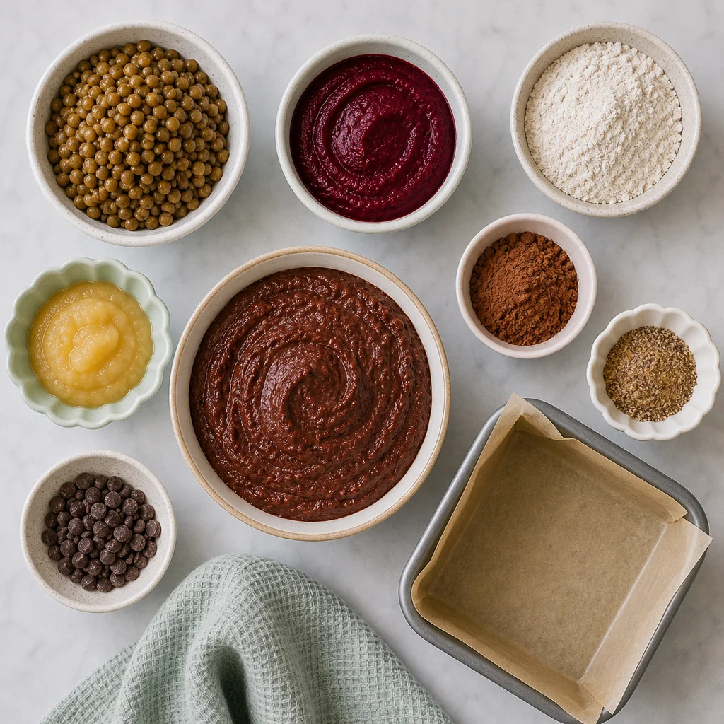 Iron Rich Vegan Lentil Beetroot Brownies ingredients image for TinyTummyTreats