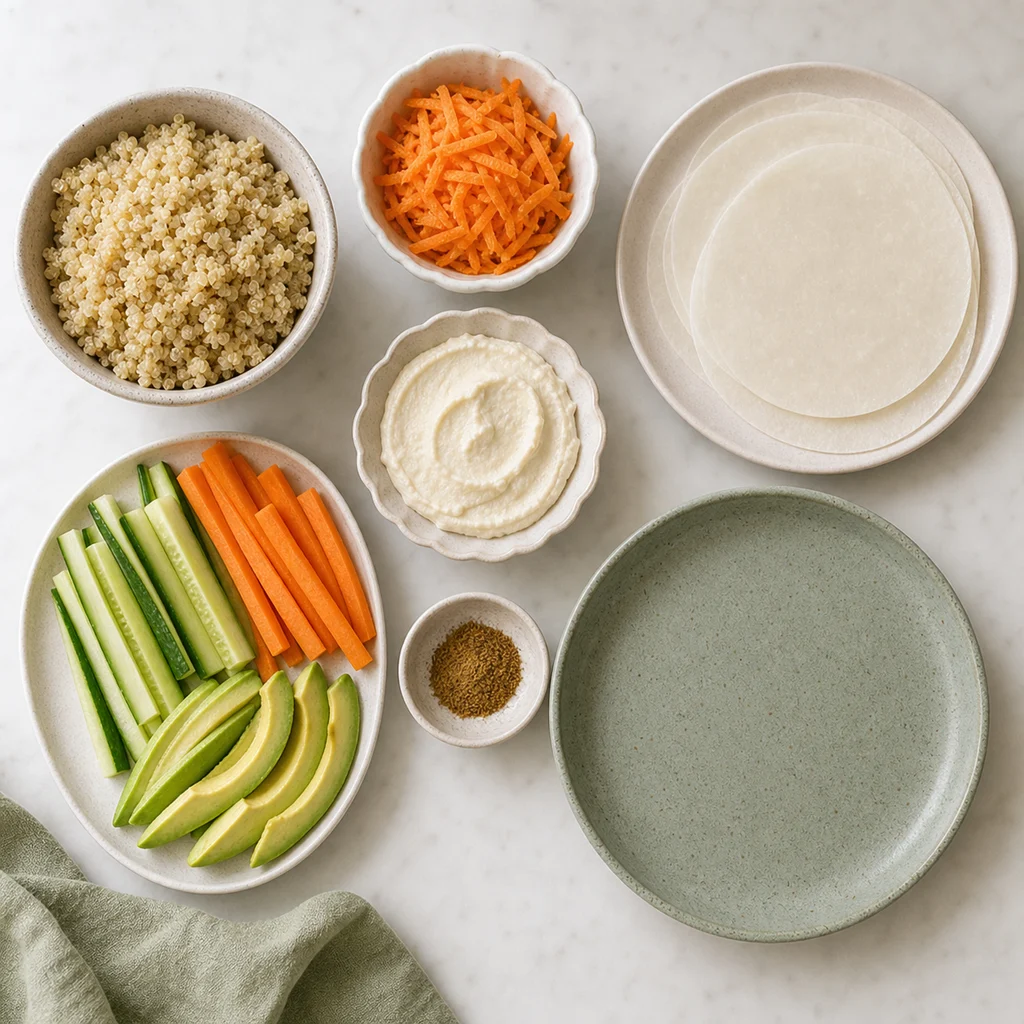 Mildly Spiced Quinoa Vegetable Savory Hand Rolls ingredients image for TinyTummyTreats