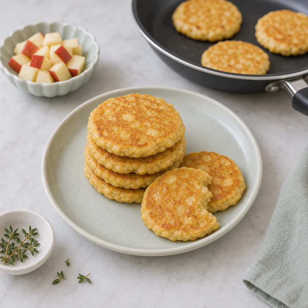Millet Apple Savoury Pancakes Mild Thyme process image for TinyTummyTreats