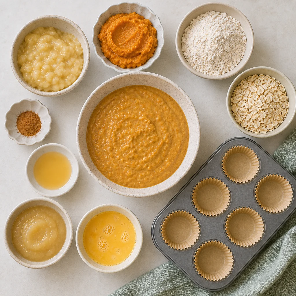 Mini Banana Pumpkin Muffin Bites Oat Topping ingredients image for TinyTummyTreats