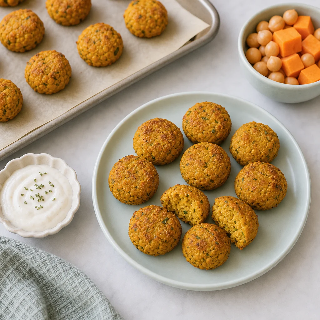 Mini Chickpea Sweet Potato Falafel Bites Tahini Dip process image for TinyTummyTreats