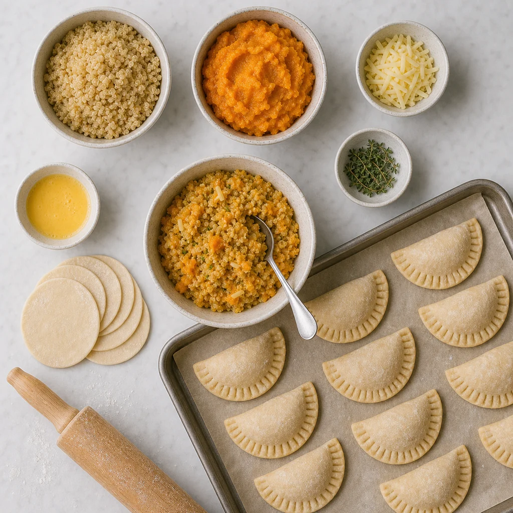 Mini Savory Quinoa Sweet Potato Hand Pies Mild Thyme ingredients image for TinyTummyTreats