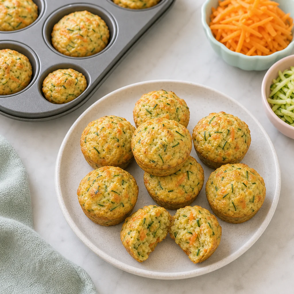 Mini Zucchini Carrot Savory Cupcakes process image for TinyTummyTreats