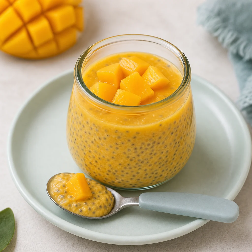 No Bake Mango Chia Seed Pudding Toddlers process image for TinyTummyTreats