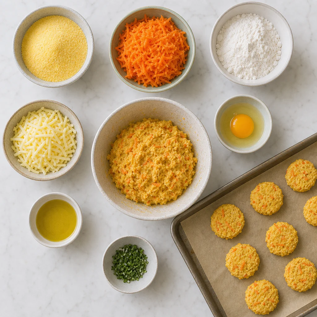 Nut Free Gluten Free Mini Polenta Carrot Biscuits ingredients image for TinyTummyTreats