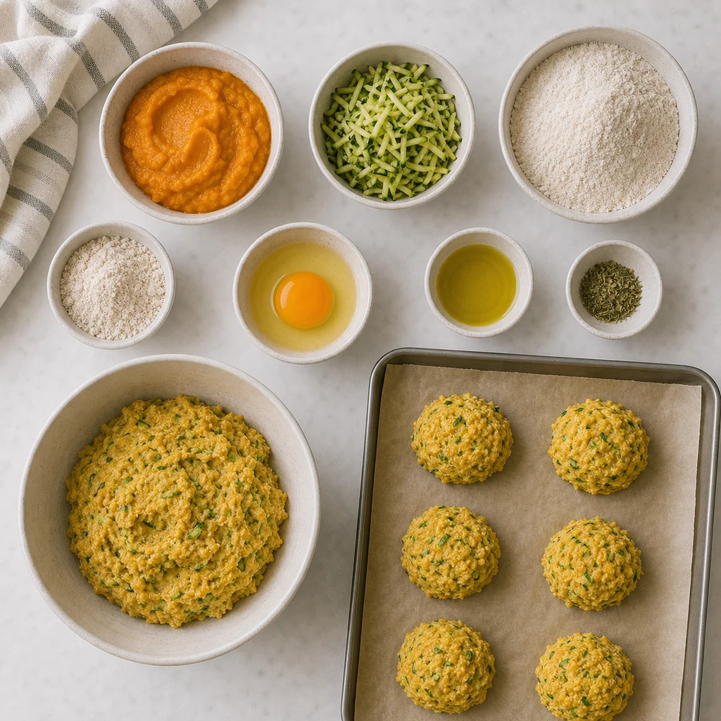 Nut Free Pumpkin Zucchini Savory Scones Mild Herb ingredients image for TinyTummyTreats