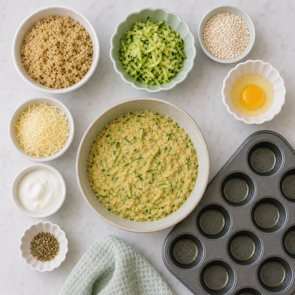 Nut Free Quinoa Zucchini Mini Cupcakes Herbes Provence ingredients image for TinyTummyTreats