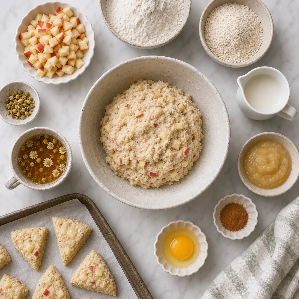 Nut Free Soft Apple Chamomile Scones ingredients image for TinyTummyTreats
