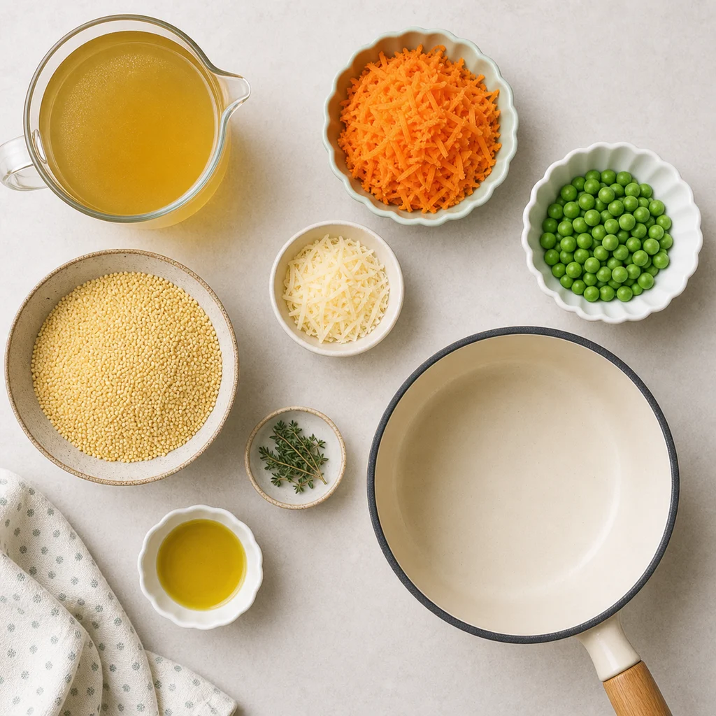 One Pot Creamy Millet And Carrot Risotto ingredients image for TinyTummyTreats
