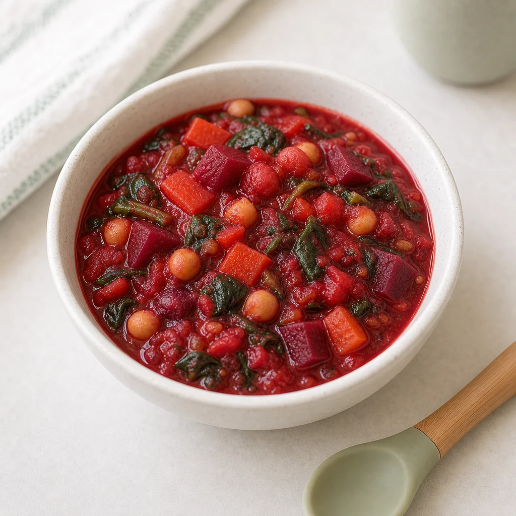 One Pot Iron Rich Beetroot Chickpea Stew process image for TinyTummyTreats