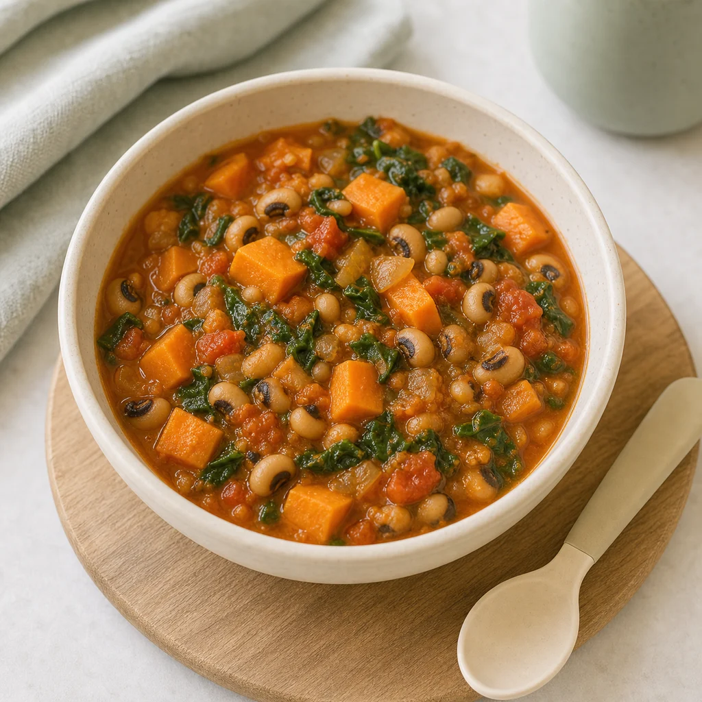 One Pot Vegan Sweet Potato Black Eyed Pea Stew process image for TinyTummyTreats