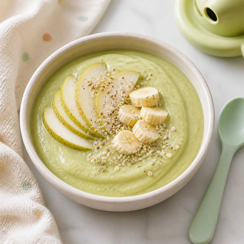 Pear Avocado Toddler Smoothie Bowl process image for TinyTummyTreats