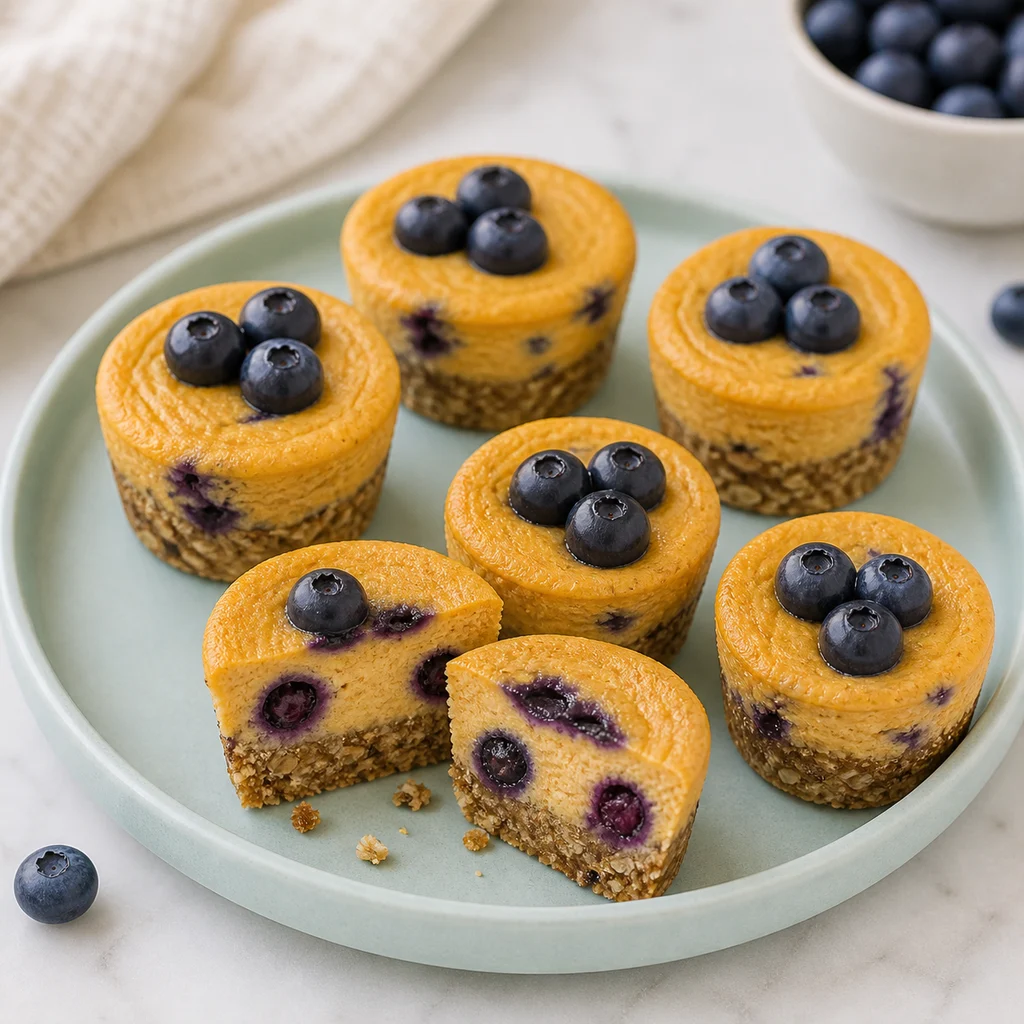Pumpkin Blueberry Mini Cheesecakes Oat Crust process image for TinyTummyTreats