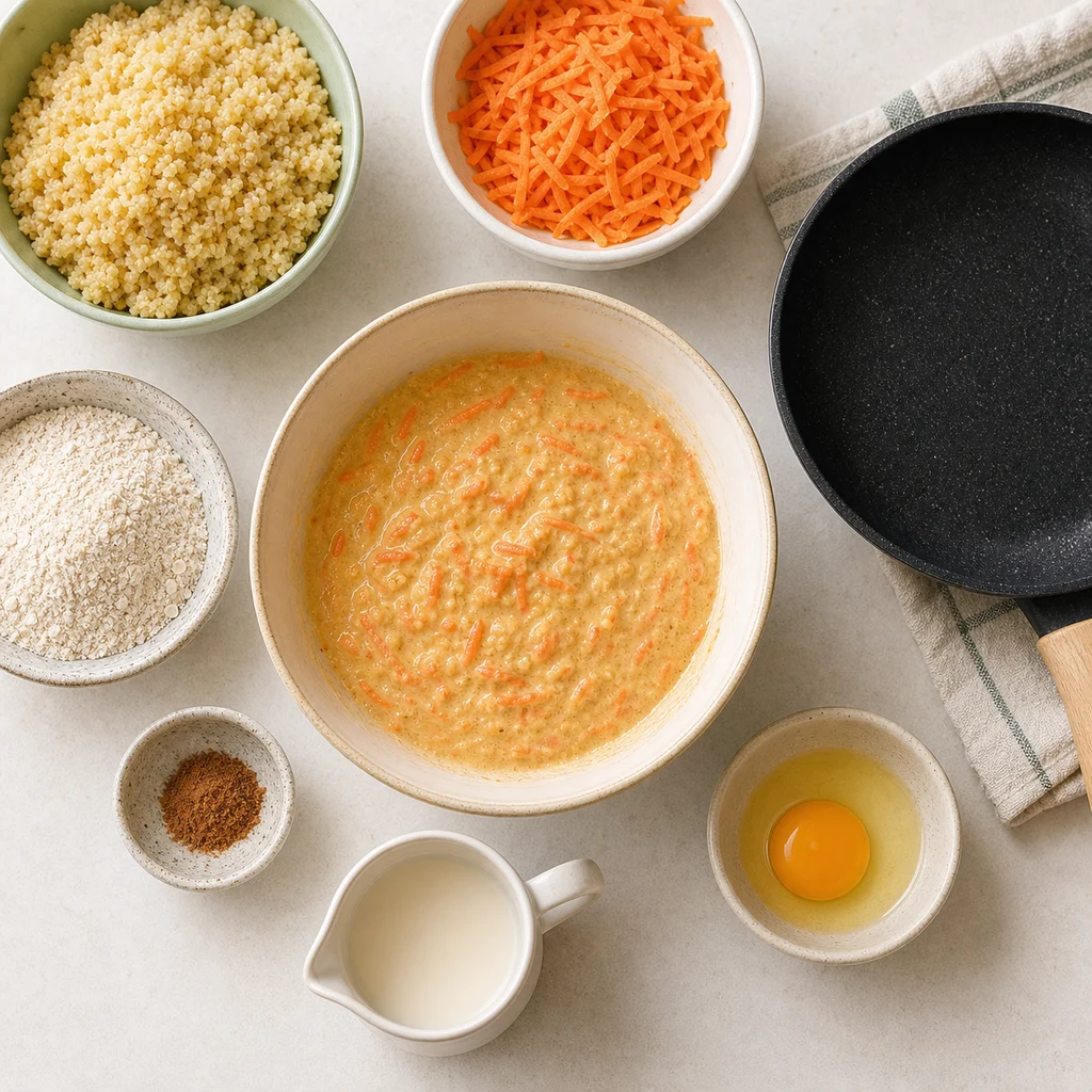 Quick Easy Millet Carrot Pancake Bites Mild Nutmeg ingredients image for TinyTummyTreats