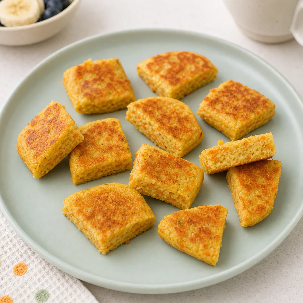 Quick Easy Millet Carrot Pancake Bites Mild Nutmeg process image for TinyTummyTreats