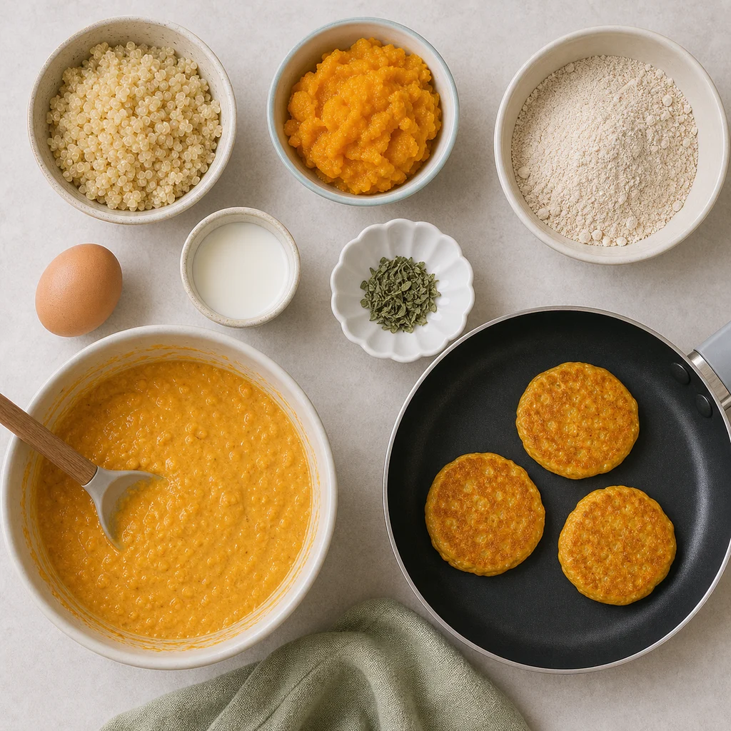 Quinoa Butternut Squash Mini Pancakes Mild Sage ingredients image for TinyTummyTreats