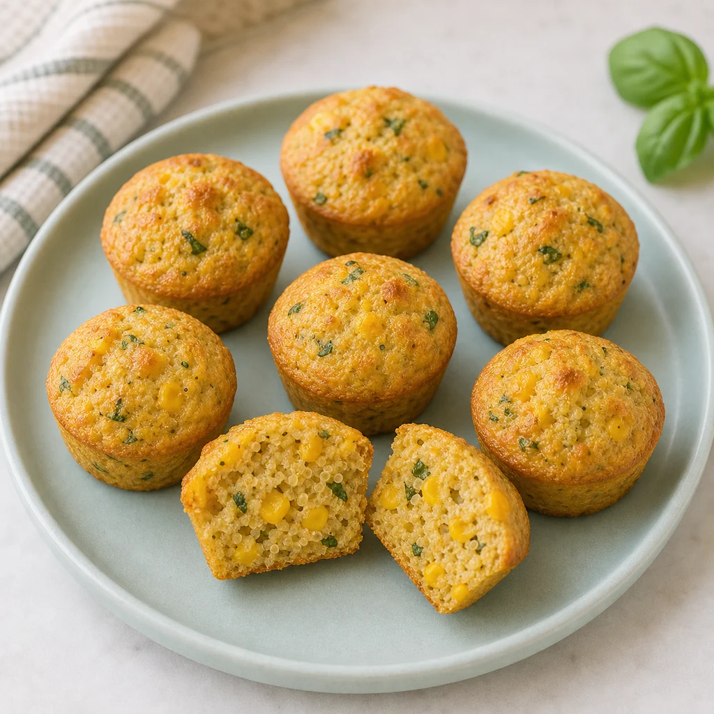 Quinoa Sweetcorn Savoury Mini Muffins Mild Basil process image for TinyTummyTreats