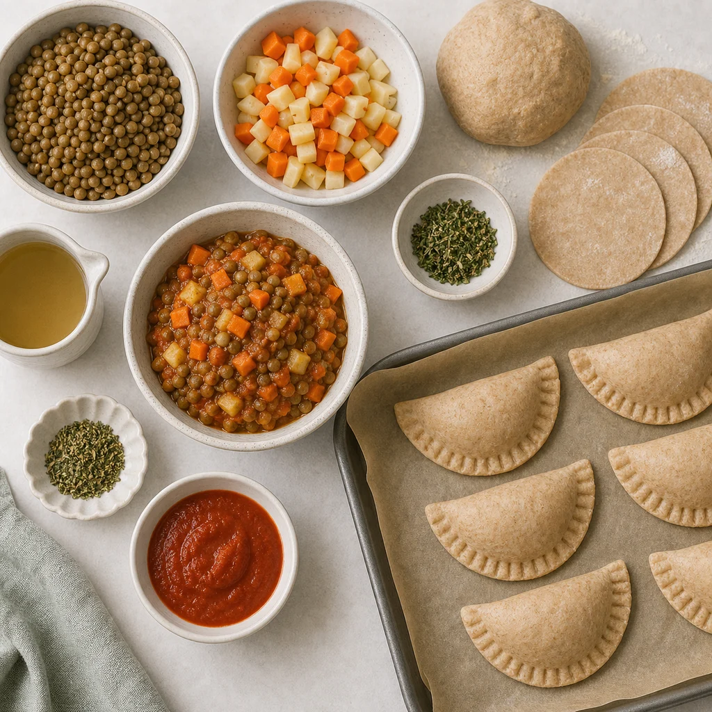 Rustic Lentil Root Vegetable Hand Pies ingredients image for TinyTummyTreats