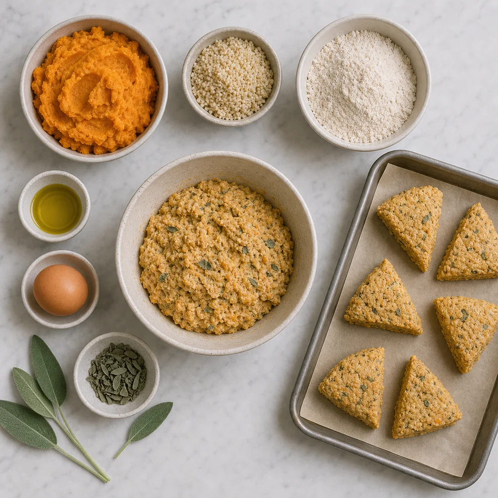 Rustic Sweet Potato Amaranth Savory Scones Mild Sage ingredients image for TinyTummyTreats